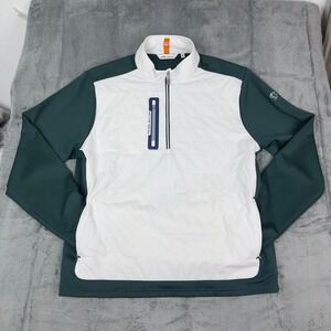 Peter Millar Mens Weld Elite Hybrid Pullover Golf Quarter Jacket White/Balsam XL